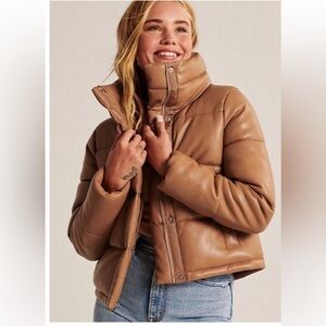 Abercrombie & Fitch Vegan Leather Puffy Jacket